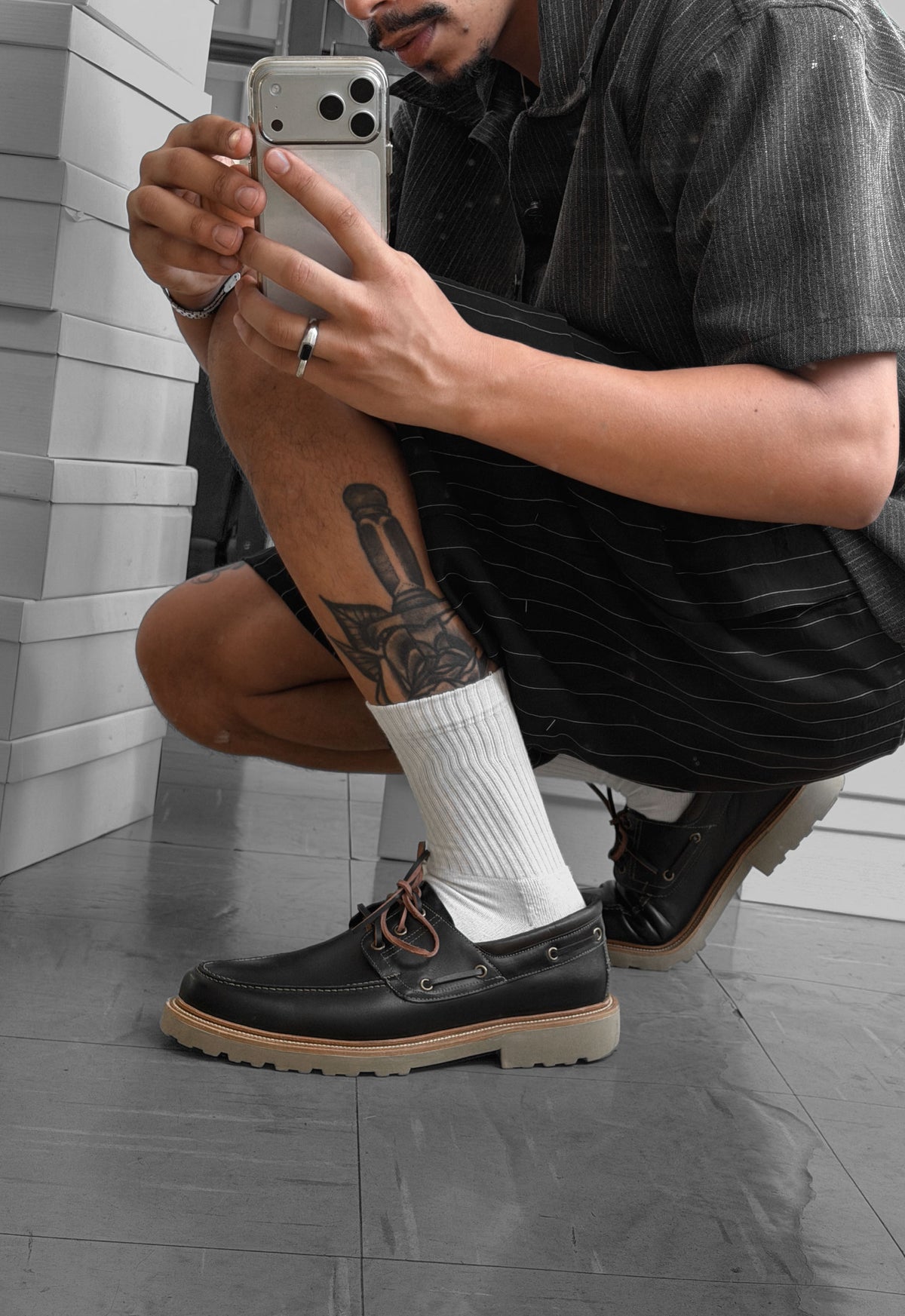 BOAT SHOE BLACK/NUT